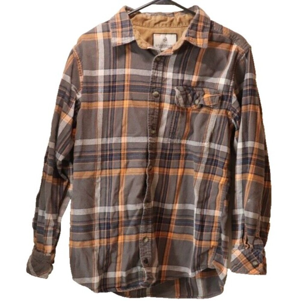 Legendary Whitetails Buck Camp Brown Orange Flannel Corduroy Cuffs Size Medium